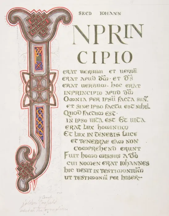 Gerahmter Druck : Illuminierter Blatt mit Initial I, 1830-62. Künstler: Freeman Gage Delamotte Gerahmter Druck : Illuminierter Blatt mit Initial I, 1830-62. Künstler: Freeman Gage Delamotte