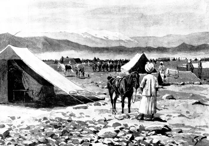 Gerahmter Druck : Indischer Frontier Aufstieg: die Tor Ghar Range...zeigt Position des Sapri (Ghuzdarra) Passes, 1898. Ersteller: Unbekannt. Gerahmter Druck : Indischer Frontier Aufstieg: die Tor Ghar Range...zeigt Position des Sapri (Ghuzdarra) Passes, 1898. Ersteller: Unbekannt.