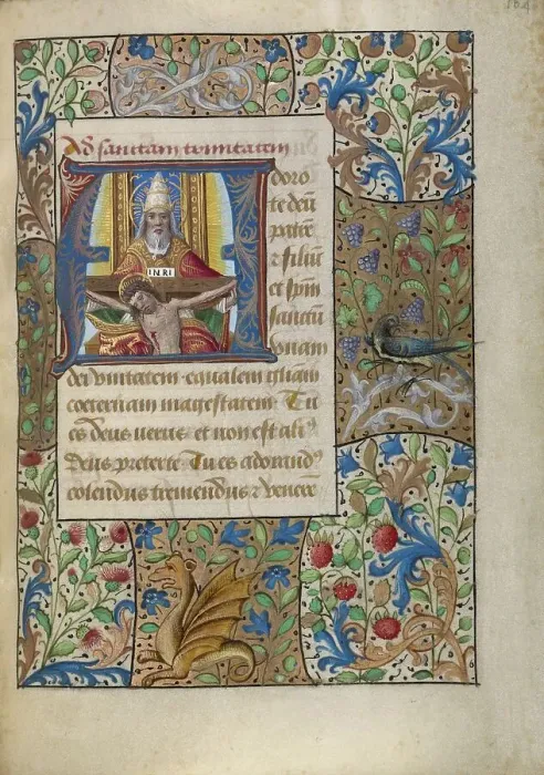 Gerahmter Druck : Initial A: The Trinity; Book of Hours, about 1480-1490. Creator: Georges Trubert Gerahmter Druck : Initial A: The Trinity; Book of Hours, about 1480-1490. Creator: Georges Trubert
