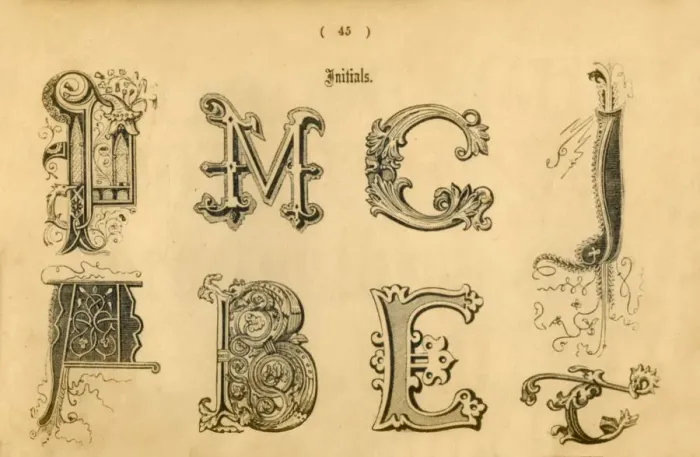Gerahmter Druck : Anfangsnamen, 1862