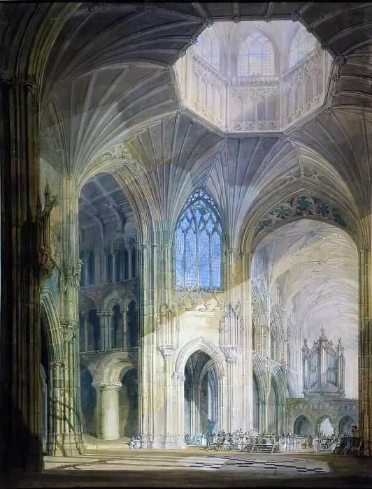 Gerahmter Druck : Innenraum der Ely-Kathedrale - Nordtransept und Chor, 1797. Künstler: JMW Turner Gerahmter Druck : Innenraum der Ely-Kathedrale - Nordtransept und Chor, 1797. Künstler: JMW Turner