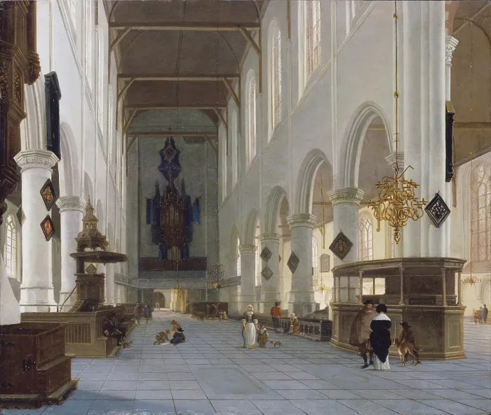 Gerahmter Druck : Das Innere der Oude Kerk in Delft, um 1660-1663. Ersteller: Hendrik Cornelisz. van Vliet Gerahmter Druck : Das Innere der Oude Kerk in Delft, um 1660-1663. Ersteller: Hendrik Cornelisz. van Vliet