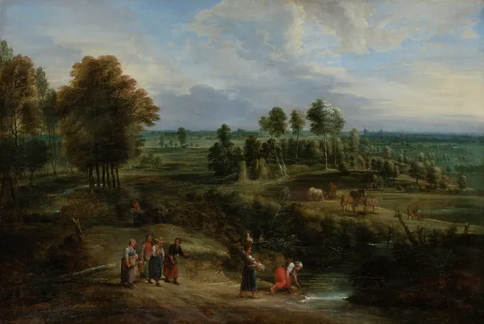 Gerahmter Druck : Landschaft mit Weiden und Gruppen von Bäumen, um 1650-1660. Künstler: Lucas van Uden Gerahmter Druck : Landschaft mit Weiden und Gruppen von Bäumen, um 1650-1660. Künstler: Lucas van Uden