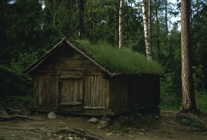 Gerahmter Druck : Sami-Dorfhütte