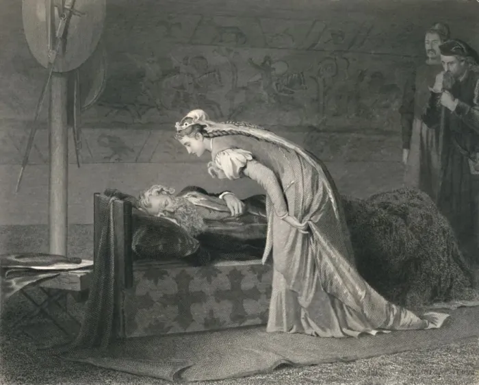 Gerahmter Druck : Lear und Cordelia (König Lear), 1870, Künstler: W Ridgeway Gerahmter Druck : Lear und Cordelia (König Lear), 1870, Künstler: W Ridgeway
