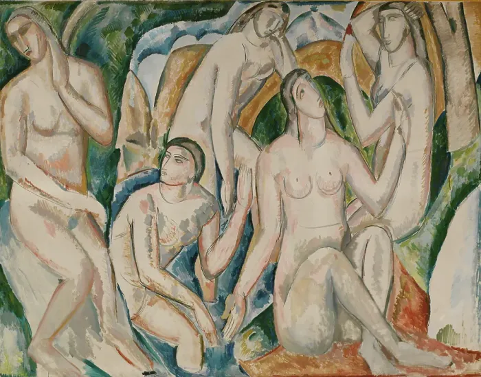 Gerahmter Druck : Die Badenden, um 1908. Künstler: André Derain Gerahmter Druck : Die Badenden, um 1908. Künstler: André Derain