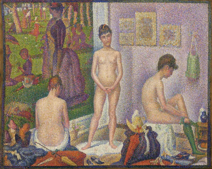 Gerahmter Druck : Les Poseuses, Ensemble (Petite version), 1888. Schöpfer: Seurat, Georges Pierre (1859-1891) Gerahmter Druck : Les Poseuses, Ensemble (Petite version), 1888. Schöpfer: Seurat, Georges Pierre (1859-1891)
