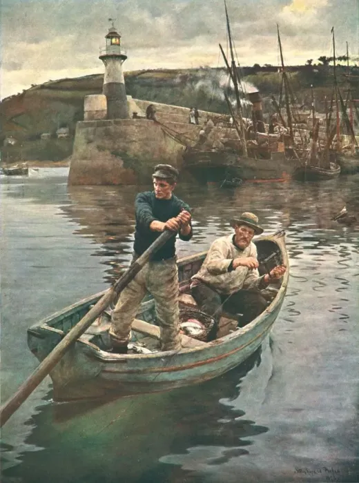 Gerahmter Druck : Die Leuchtturm (Newlyn, Cornwall), 1893, ca. 1902. Ersteller: unbekannt Gerahmter Druck : Die Leuchtturm (Newlyn, Cornwall), 1893, ca. 1902. Ersteller: unbekannt