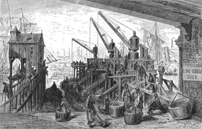 Gerahmter Druck : Limehouse Dock, 1872. Künstler: Gustave Doré Gerahmter Druck : Limehouse Dock, 1872. Künstler: Gustave Doré