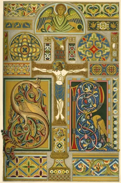 Gerahmter Druck : Medieval Emaille und illuminierte Handschriften, (1898). Schöpfer: Unbekannt. Gerahmter Druck : Medieval Emaille und illuminierte Handschriften, (1898). Schöpfer: Unbekannt.