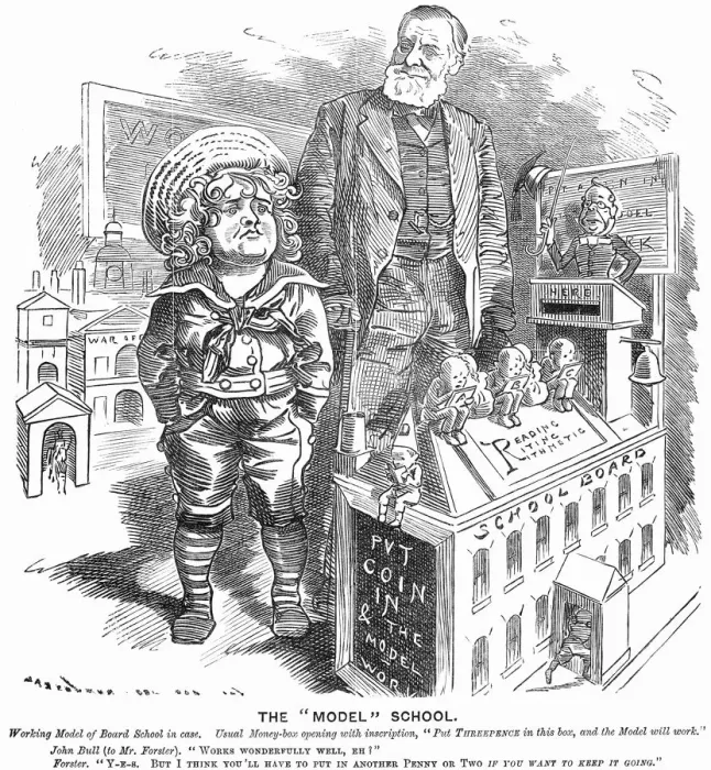 Gerahmter Druck : Die Modellschule, 1882