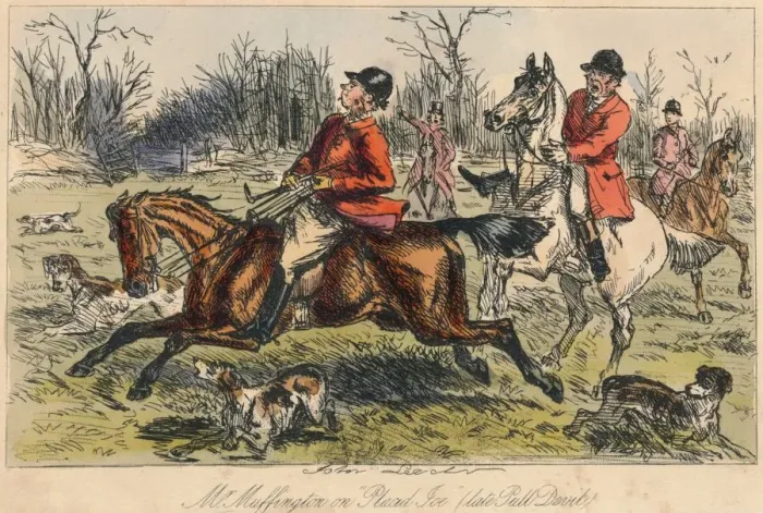 Gerahmter Druck : Herr Muffington auf Placid Joe (spät Pull Devil), 1865. Künstler: John Leech Gerahmter Druck : Herr Muffington auf Placid Joe (spät Pull Devil), 1865. Künstler: John Leech