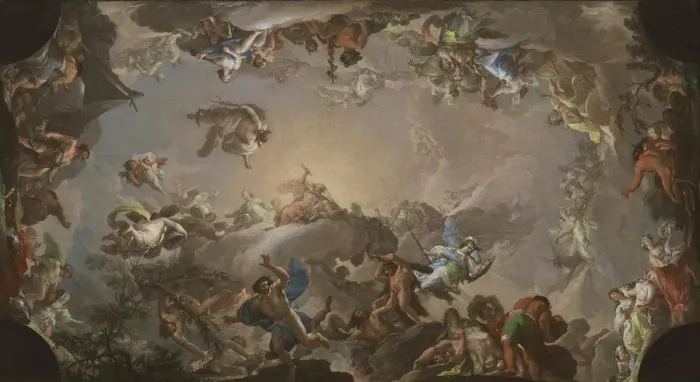 Gerahmter Druck : Die Sturz der Götter auf Olympus Gerahmter Druck : Die Sturz der Götter auf Olympus