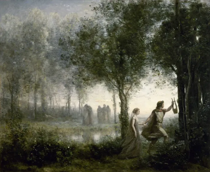 Gerahmter Druck : Orpheus führt Eurynome aus dem Unterweltreich, 1861. Künstler: Corot, Jean-Baptiste Camille (1796-1875) Gerahmter Druck : Orpheus führt Eurynome aus dem Unterweltreich, 1861. Künstler: Corot, Jean-Baptiste Camille (1796-1875)
