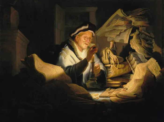 Gerahmter Druck : Die Legende vom reichen Narr, 1627. Schöpfer: Rembrandt van Rijn (1606-1669)