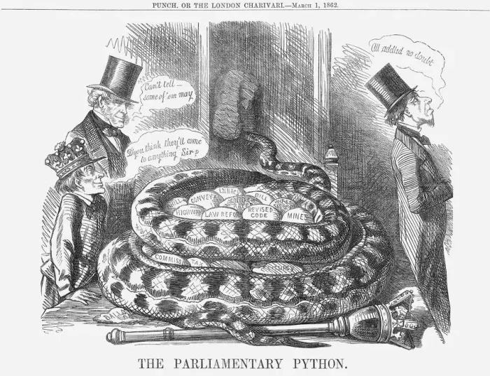 Gerahmter Druck : Der Parlamentarische Python, 1862 Gerahmter Druck : Der Parlamentarische Python, 1862