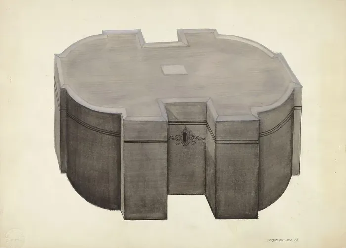 Gerahmter Druck : Patchbox, um 1941 von George B.Meyer entworfen Gerahmter Druck : Patchbox, um 1941 von George B.Meyer entworfen