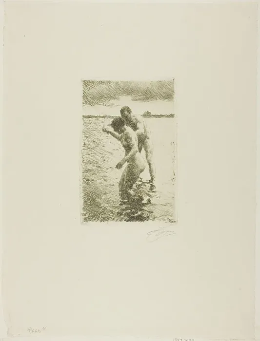 Gerahmter Druck : Flugzeugpilot, 1919; Erfinder: Anders Leonard Zorn