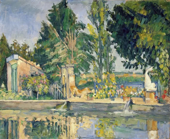Gerahmter Druck : Der Pool von Jas de Bouffan, 1876. Künstler: Paul Cézanne Gerahmter Druck : Der Pool von Jas de Bouffan, 1876. Künstler: Paul Cézanne