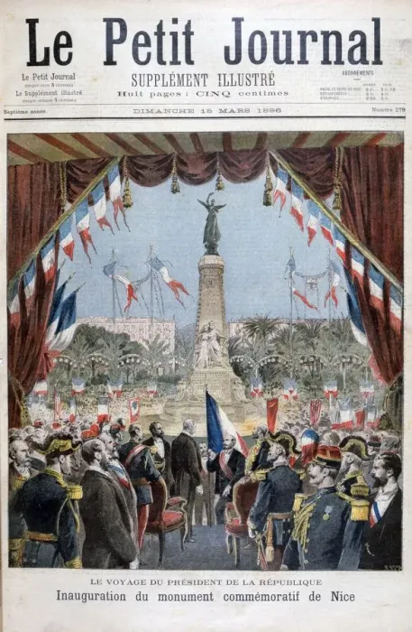 Gerahmter Druck : Präsident Faure bei der Eröffnungszeremonie eines Denkmals in Nizza, 1896. Künstler: Henri Meyer Gerahmter Druck : Präsident Faure bei der Eröffnungszeremonie eines Denkmals in Nizza, 1896. Künstler: Henri Meyer