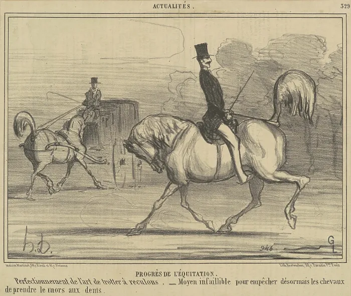Gerahmter Druck : Fortschritte der Reitkunst, 1856. Künstler: Honoré Daumier. Fortschritte der Reitkunst, 1856. Künstler: Honoré Daumier Gerahmter Druck : Fortschritte der Reitkunst, 1856. Künstler: Honoré Daumier. Fortschritte der Reitkunst, 1856. Künstler: Honoré Daumier