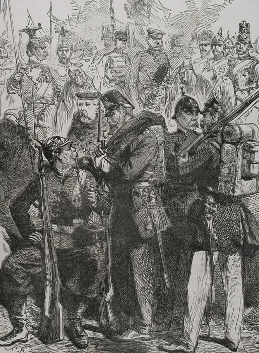 Gerahmter Druck : Preußische Uniformen 1870 Gerahmter Druck : Preußische Uniformen 1870