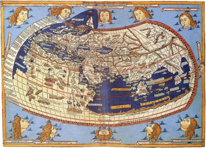 Gerahmter Druck : Der Ptolämaische Weltkarte von 1467 Gerahmter Druck : Der Ptolämaische Weltkarte von 1467