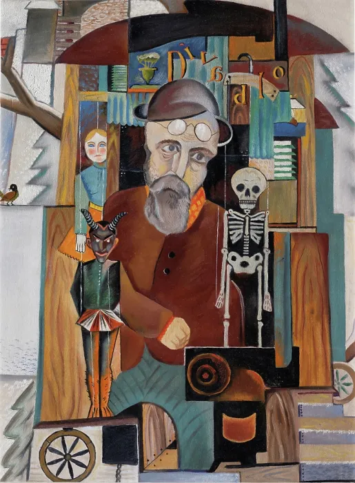 Gerahmter Druck : Puppenspieler, 1921. Schöpfer: Styrsky, Jindrich (1899-1942) Gerahmter Druck : Puppenspieler, 1921. Schöpfer: Styrsky, Jindrich (1899-1942)