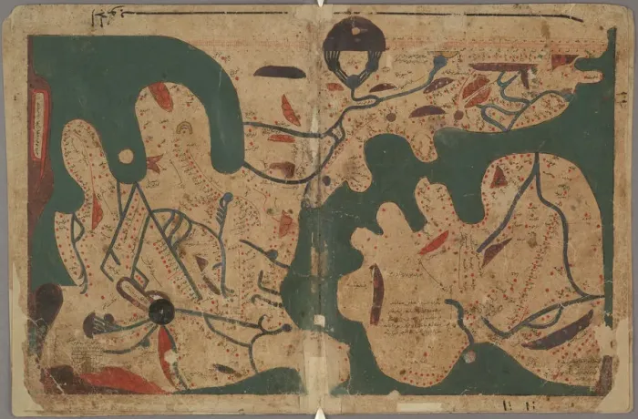 Gerahmter Druck : Rechteckiges Weltkartenbild (Aus dem Buch der Wunder der Wissenschaften und Maravillas für die Augen), 11. Künstler: unbekannter Meister Gerahmter Druck : Rechteckiges Weltkartenbild (Aus dem Buch der Wunder der Wissenschaften und Maravillas für die Augen), 11. Künstler: unbekannter Meister