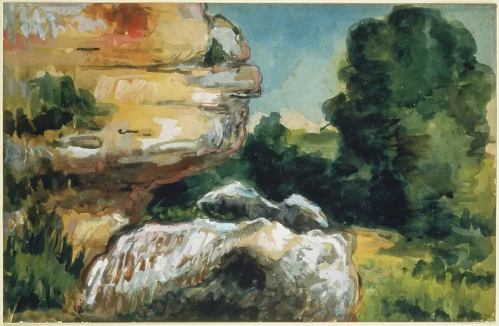 Gerahmter Druck : Steinlandschaft, um 1867-1870 Gerahmter Druck : Steinlandschaft, um 1867-1870
