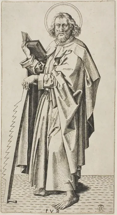 Gerahmter Druck : Heiliger Simon, um 1500 Gerahmter Druck : Heiliger Simon, um 1500