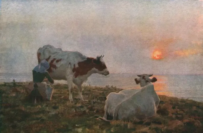 Gerahmter Druck : Der Untergang der Sonne, c1897, (c1930). Künstler: Adrian Stokes. Gerahmter Druck : Der Untergang der Sonne, c1897, (c1930). Künstler: Adrian Stokes.