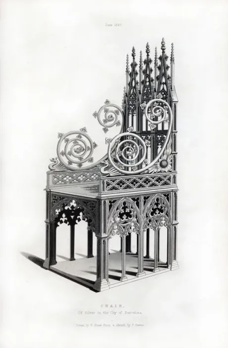 Gerahmter Druck : Silberthrone aus festem Silber, 1397, (1843). Künstler: Henry Shaw Gerahmter Druck : Silberthrone aus festem Silber, 1397, (1843). Künstler: Henry Shaw