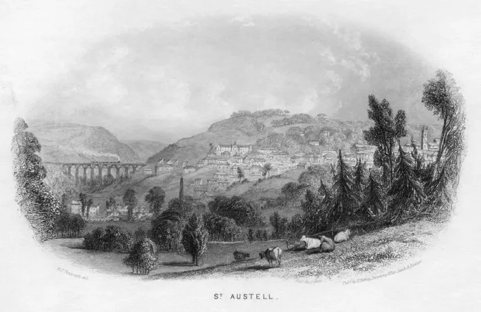 Gerahmter Druck : St Austell im Jahr 1860 Gerahmter Druck : St Austell im Jahr 1860