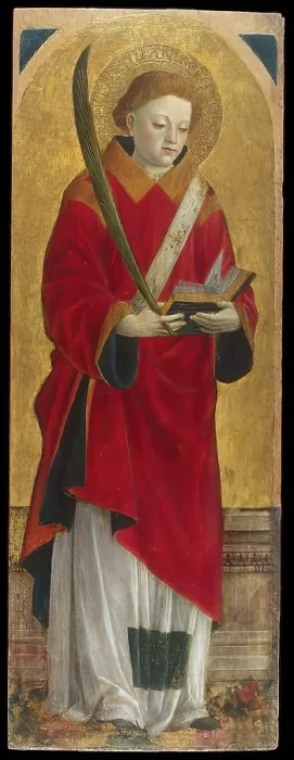 Gerahmter Druck : St Stephan (Flügel eines Polyptychons), 1450. Künstler: Vincenzo Foppa Gerahmter Druck : St Stephan (Flügel eines Polyptychons), 1450. Künstler: Vincenzo Foppa