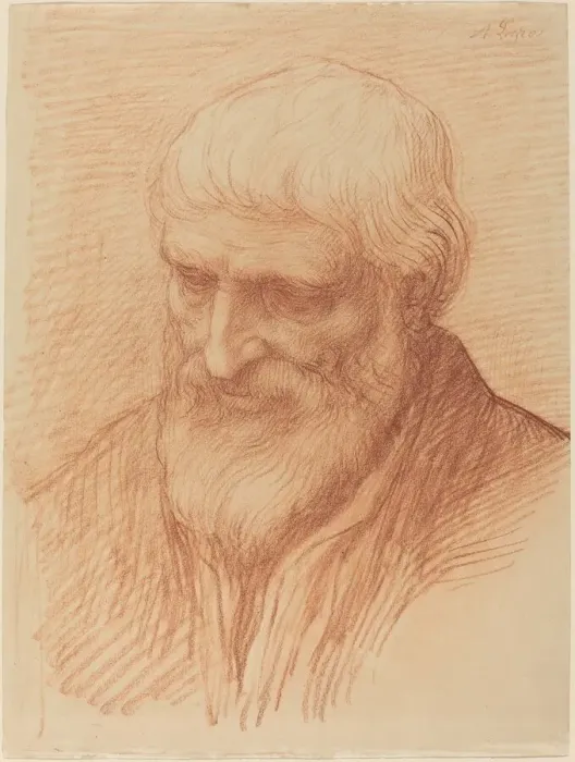 Gerahmter Druck : Studium eines Philosophen, Künstler: Alphonse Legros Gerahmter Druck : Studium eines Philosophen, Künstler: Alphonse Legros