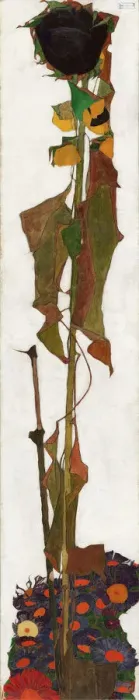 Gerahmter Druck : Sonnenblume, 1909 - 1910. Ersteller: Schiele, Egon (1890 - 1918) Gerahmter Druck : Sonnenblume, 1909 - 1910. Ersteller: Schiele, Egon (1890 - 1918)