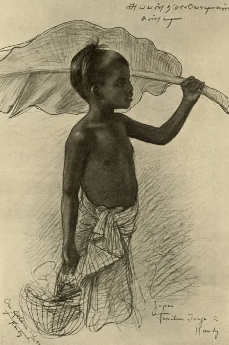 Gerahmter Druck : Tamiljunge, Kandy, Ceylon, 1898. Ersteller: Christian Wilhelm Allers