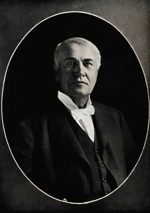 Gerahmter Druck : Thomas Edison, der Zauberer des Westens, um 1880 (1914). Schöpfer: E Bieber.