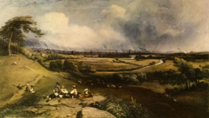 Gerahmter Druck : Blick auf Manchester von Higher Broughton, 1835, (1943). Künstler: William Wyld. Gerahmter Druck : Blick auf Manchester von Higher Broughton, 1835, (1943). Künstler: William Wyld.