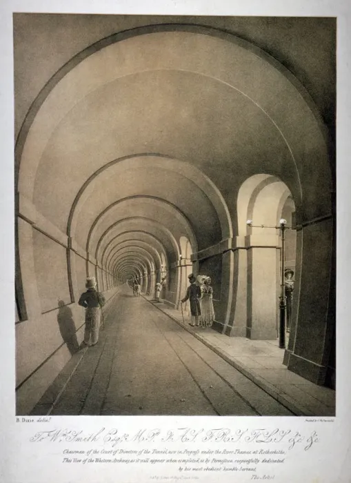 Gerahmter Druck : Blick auf das vorgeschlagene westliche Tor der Thames-Tunnel in London 1831 Gerahmter Druck : Blick auf das vorgeschlagene westliche Tor der Thames-Tunnel in London 1831