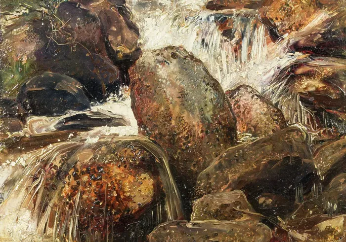 Gerahmter Druck : Wasserfällenstudie, Eggedal, Ende des 19.Jahrhunderts. Ersteller: Ernst Josephson Gerahmter Druck : Wasserfällenstudie, Eggedal, Ende des 19.Jahrhunderts. Ersteller: Ernst Josephson