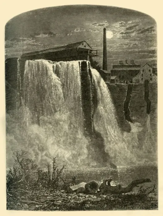 Gerahmter Druck : Westseite, Oberfall der Genesee, 1874. Ersteller: W. H. Morse Gerahmter Druck : Westseite, Oberfall der Genesee, 1874. Ersteller: W. H. Morse