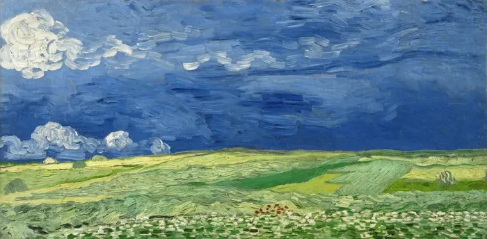 Gerahmter Druck : Weizenfeld unter Donnerwolken; Künstler: Van Gogh, Vincent (1853 - 1890) Gerahmter Druck : Weizenfeld unter Donnerwolken; Künstler: Van Gogh, Vincent (1853 - 1890)