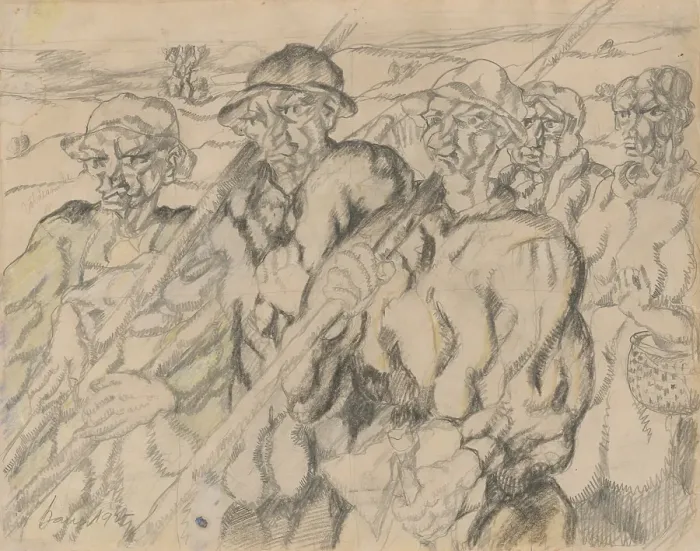 Gerahmter Druck : Arbeiter, 1925. Künstler: Konstantin Bauer Gerahmter Druck : Arbeiter, 1925. Künstler: Konstantin Bauer