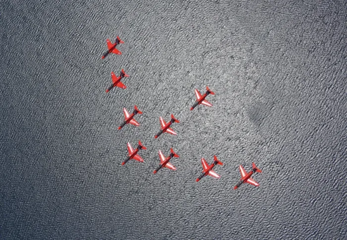 Gerahmter Druck : Übung der Red Arrows - SPRINGHAWK Gerahmter Druck : Übung der Red Arrows - SPRINGHAWK