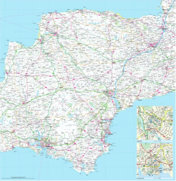 Gerahmter Druck : Karten der Grafschaft Devon Gerahmter Druck : Karten der Grafschaft Devon