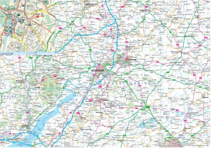 Gerahmter Druck : Karten der Grafschaft Gloucester Gerahmter Druck : Karten der Grafschaft Gloucester