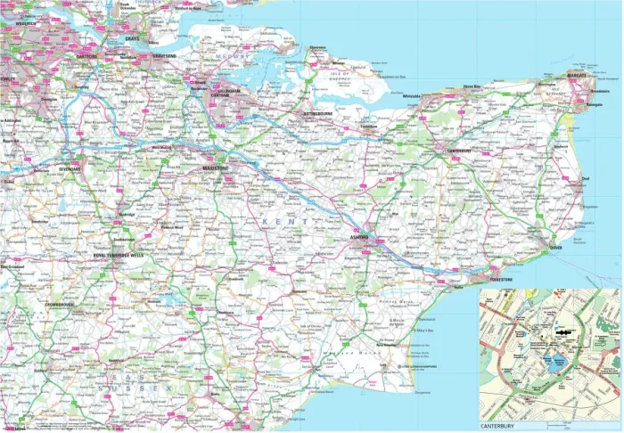 Gerahmter Druck : Karte des Kent County Roads