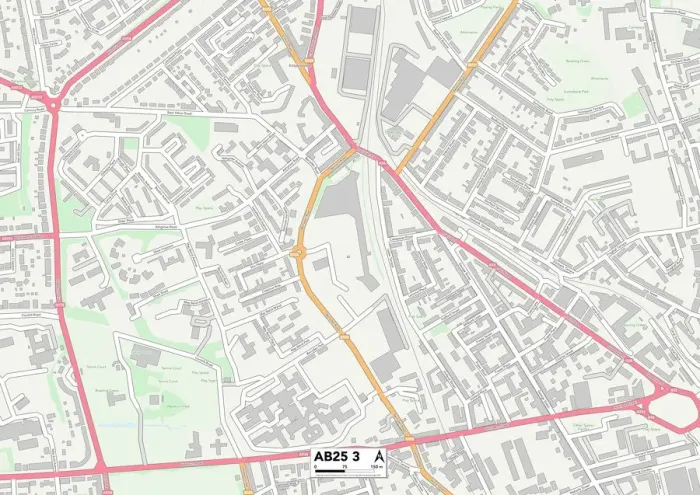 Gerahmter Druck : Aberdeen AB25 3 Karte Gerahmter Druck : Aberdeen AB25 3 Karte